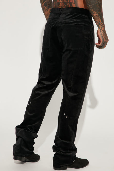 Curve Black Velvet Wide Leg Trousers | Yours Clothing